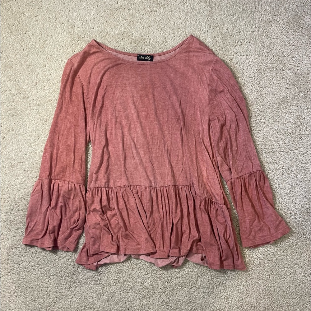 Soft pink baby doll long sleeve shirt